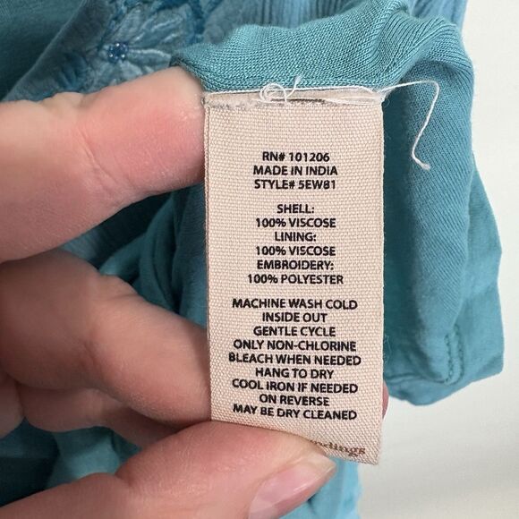 Soft Surrounding’s Palo Gauze Tunic Tank Women's 2X Porcelain Blue Embroidered - Picture 6 of 8